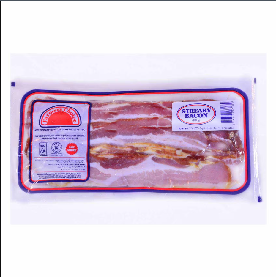 FARMERS CHOICE STREAKY BACON 400G
