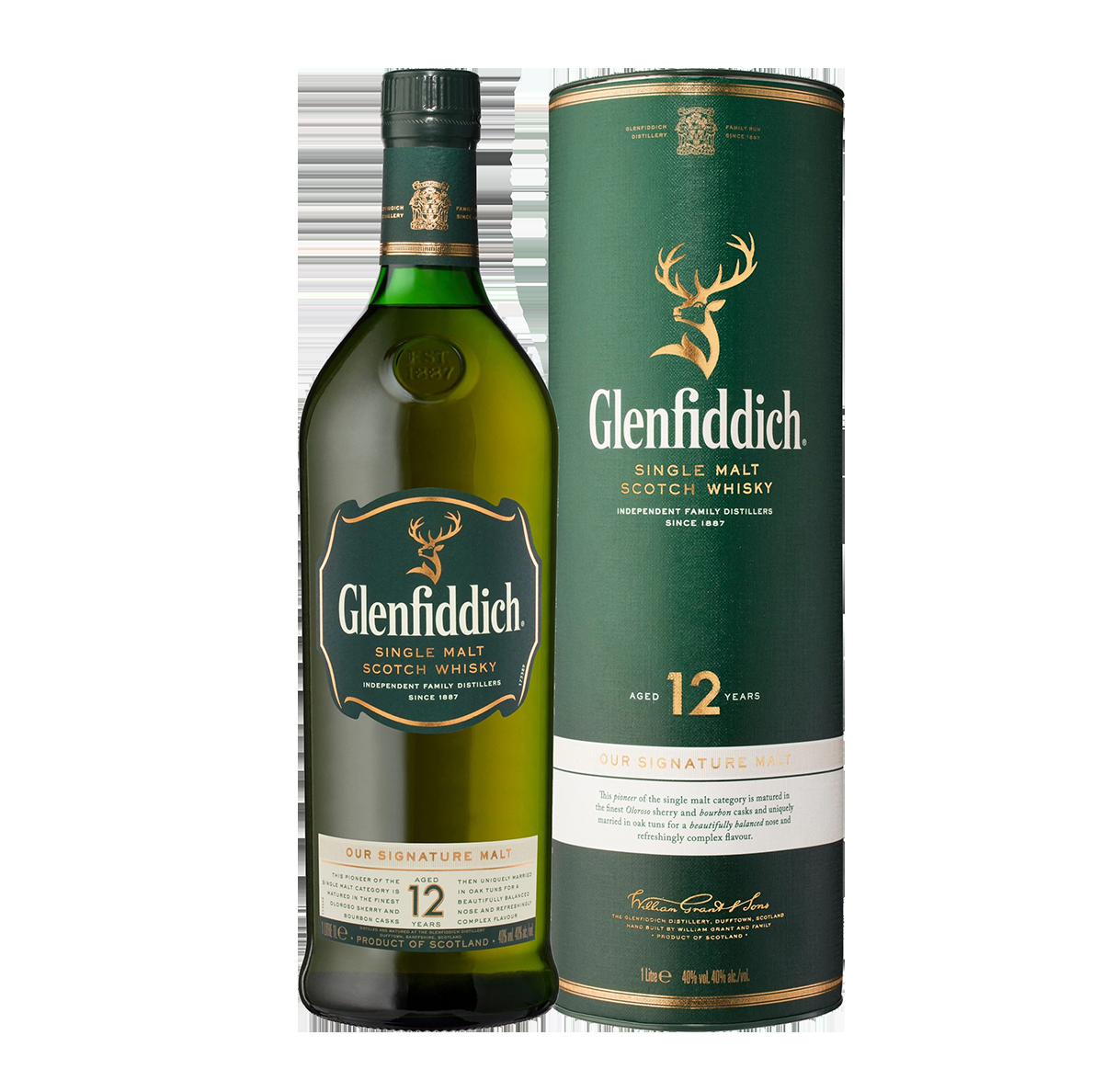 GLENFIDDICH 12 YEARS SINGLE MALT SCOTCH WHISKY 1L