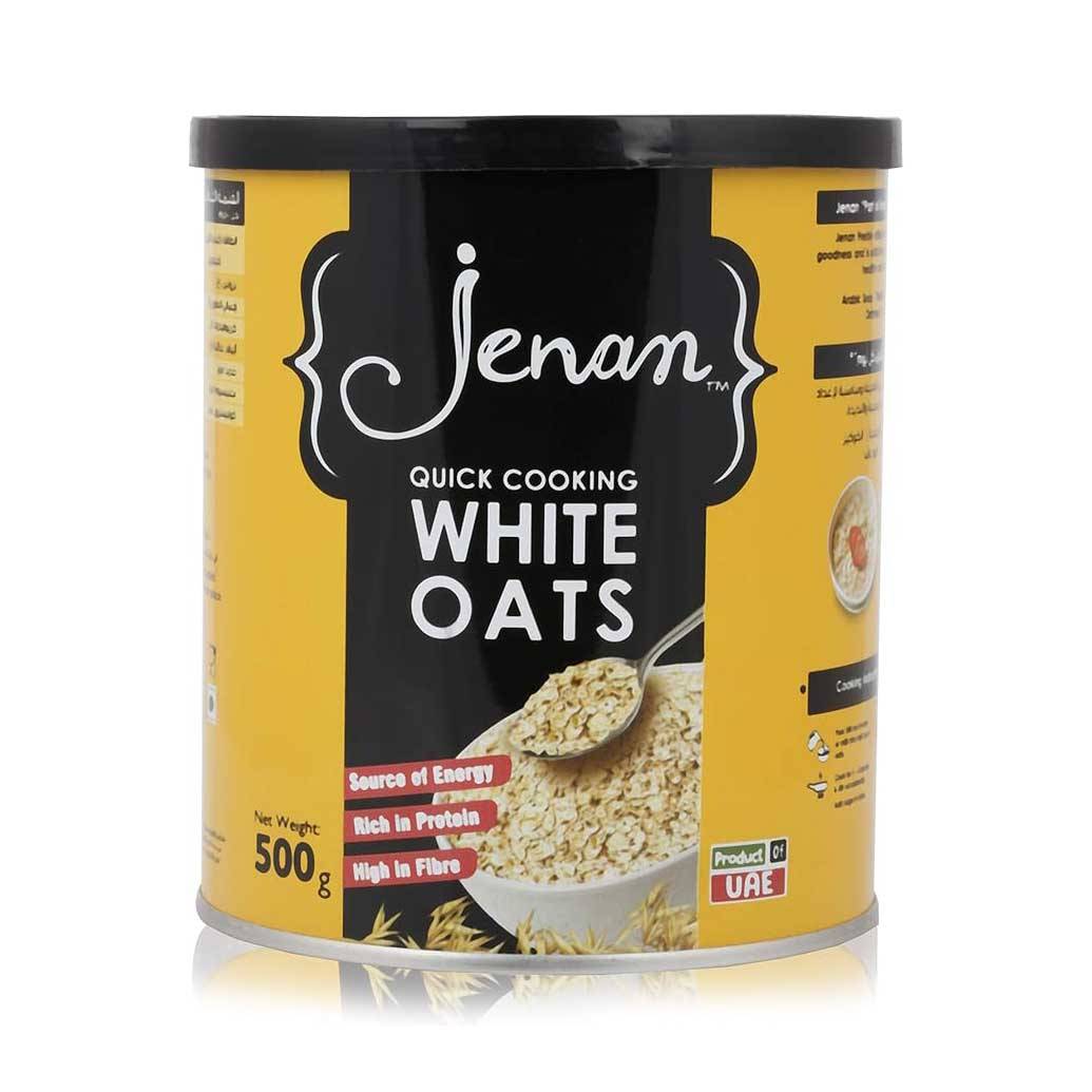 JENAN QUICK COOKING WHITE OATS TIN 500G