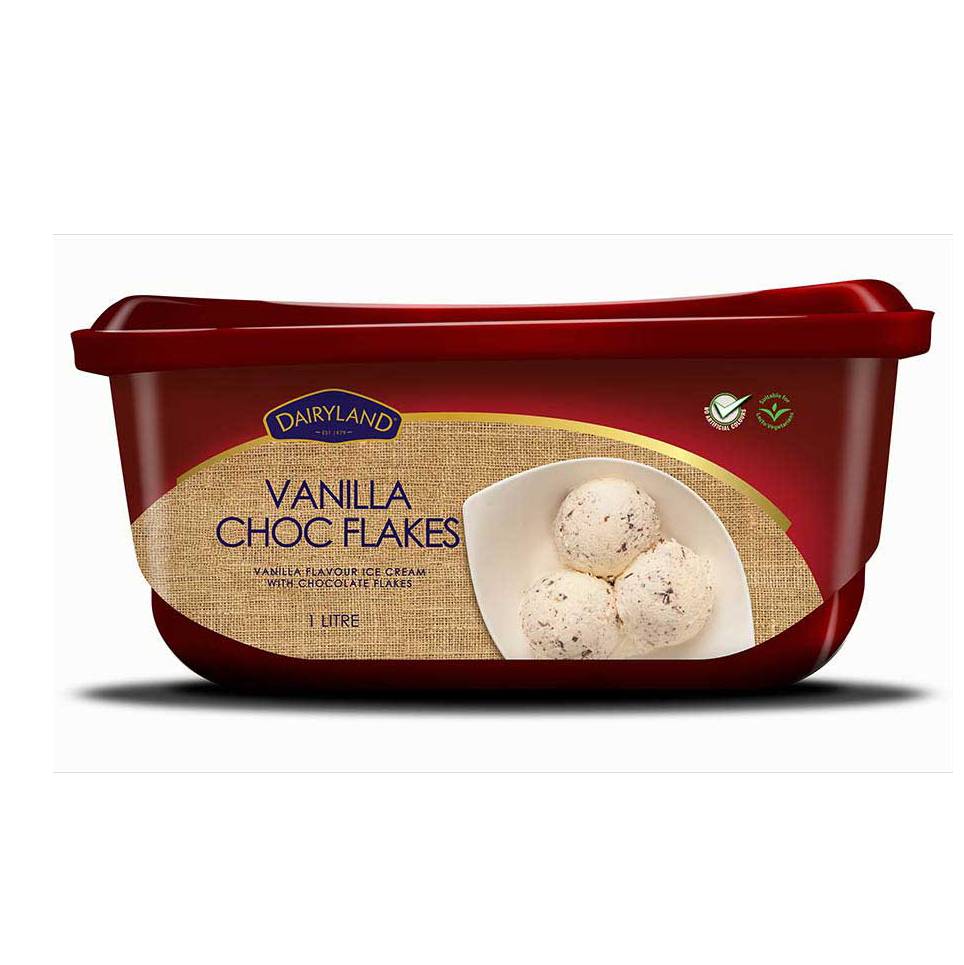 DAIRYLAND EXOTIC VANILLA CHOC FLAKES 1L