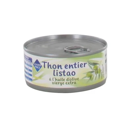 LEADER PRICE THON ENTIER LISTAO HUILE OLIVE VIERGE EXTRA 160G