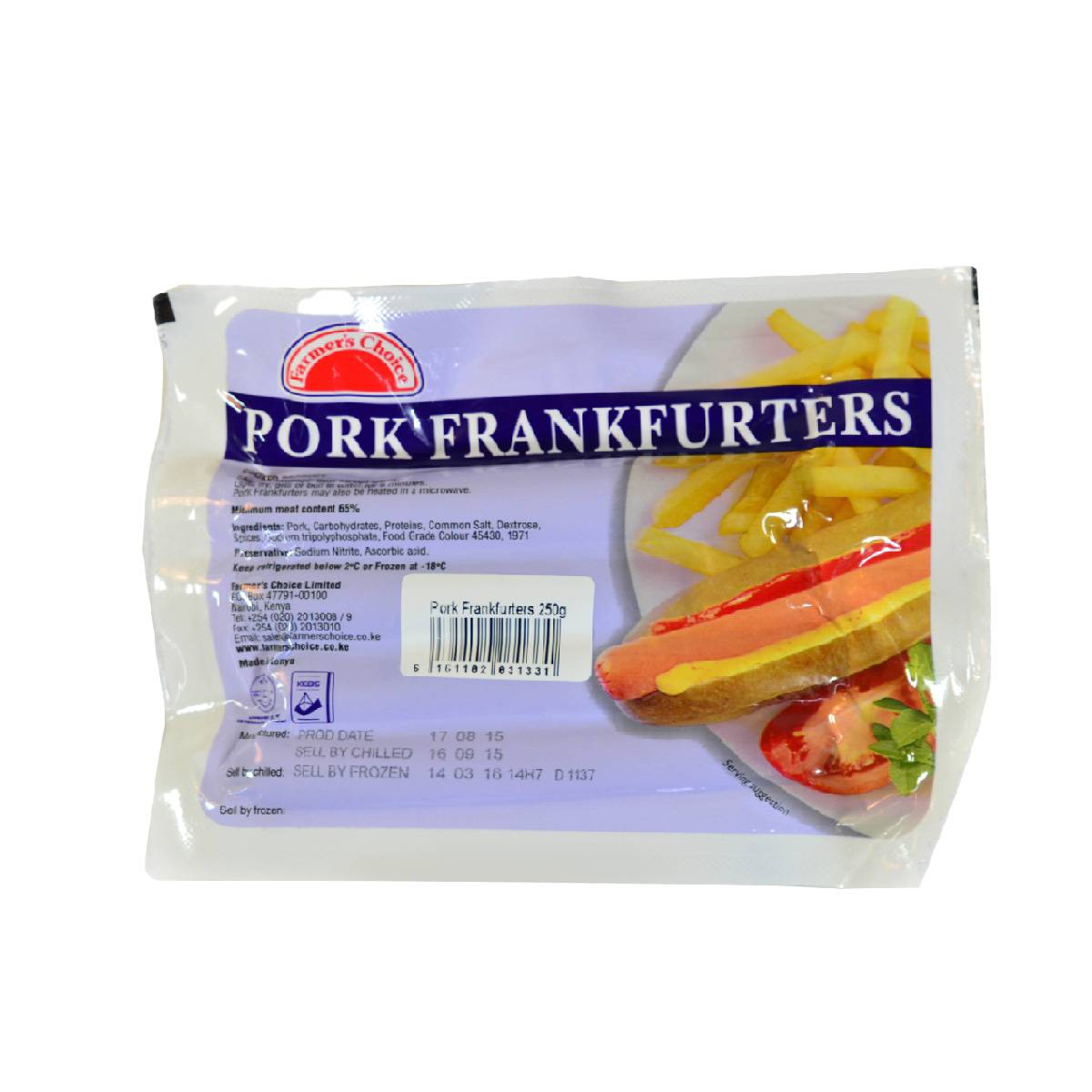 FARMERS CHOICE PORK FRANKFURTERS 250G