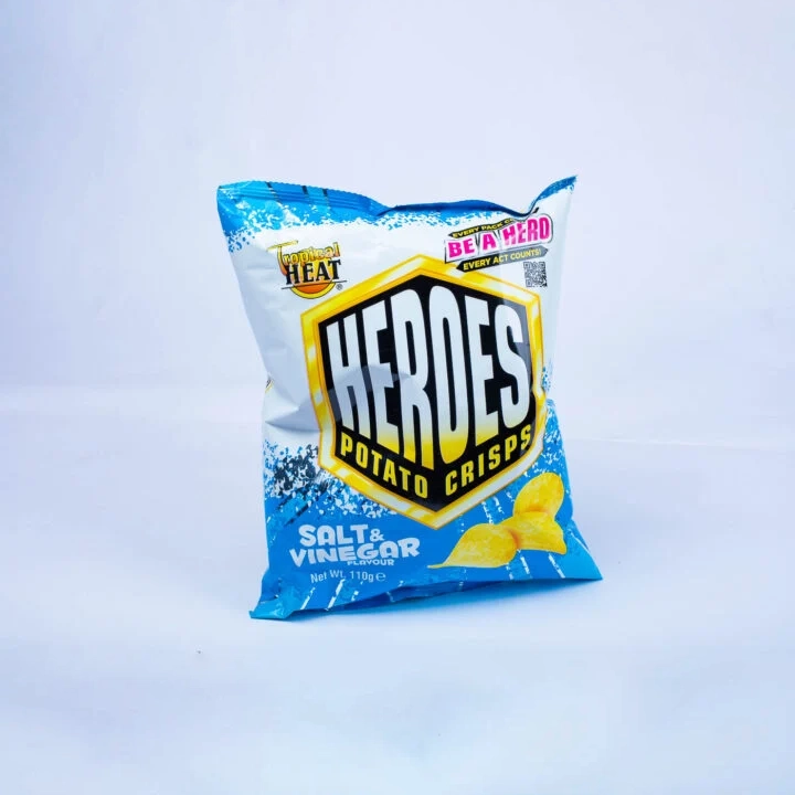 TROPICAL HEAT HEROES POTATO CRISPS SALT N VINEGAR 110G