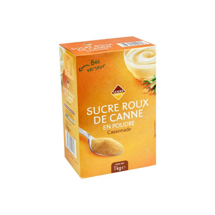 LEADER PRICE SUCRE ROUX DE CANNE CASSONADE 1KG