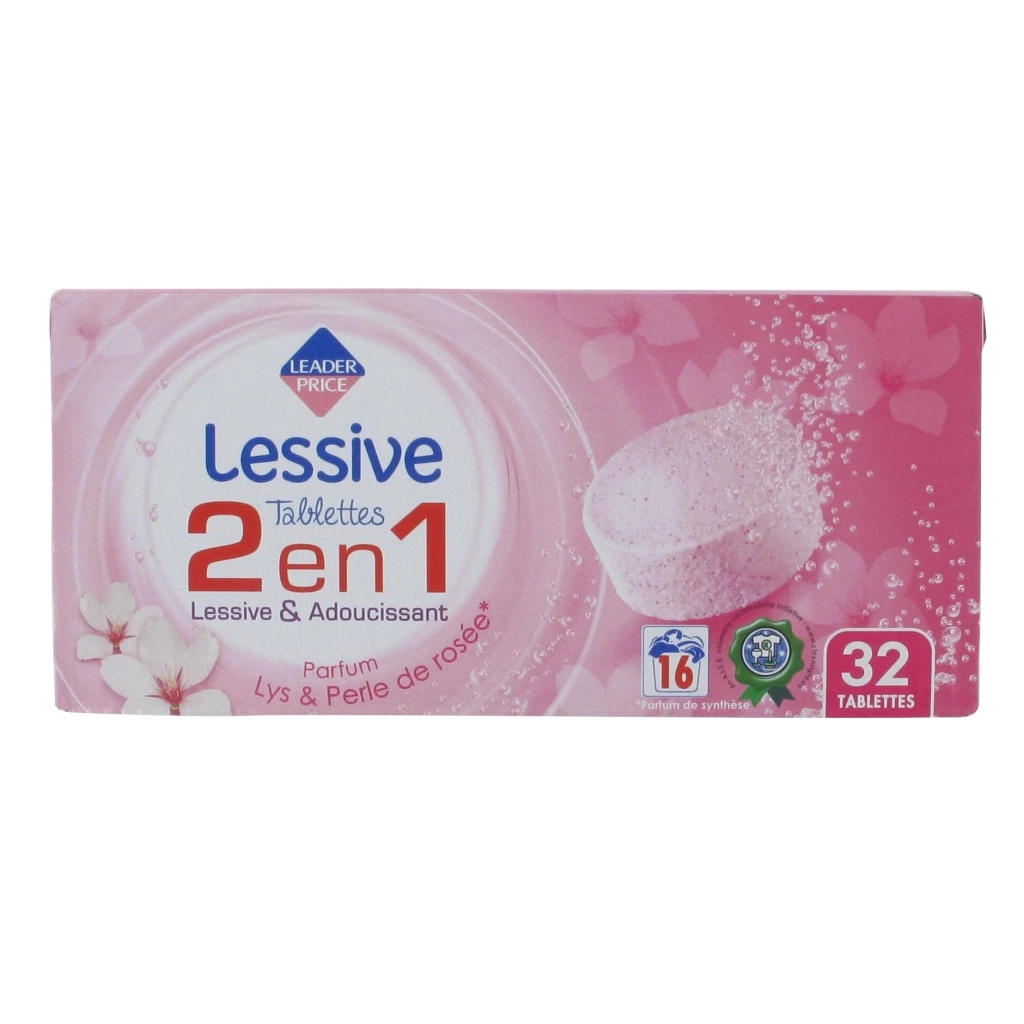 LEADER PRICE LESSIVE 2 IN 1 LESSIVE N ADOUCISSANT 32S