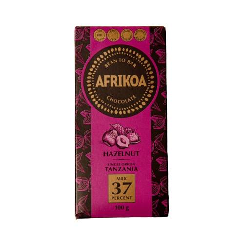AFRIKOA 37PERC MILK CHOCOLATE WITH HAZELNUT100G