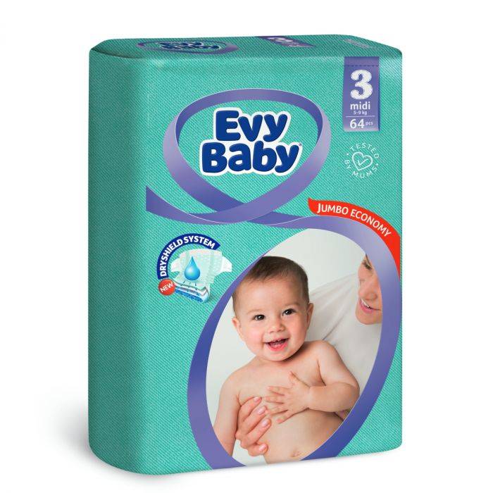 EVY BABY DIAPERS MIDI JUMBO NO.3