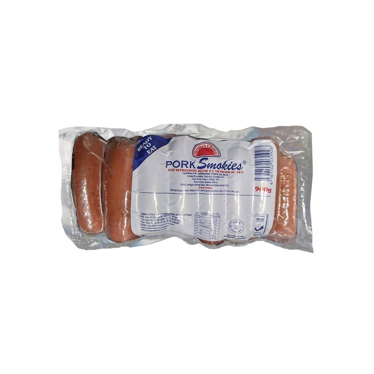 FARMERS CHOICE PORK SMOKIES SAUSAGE 900G