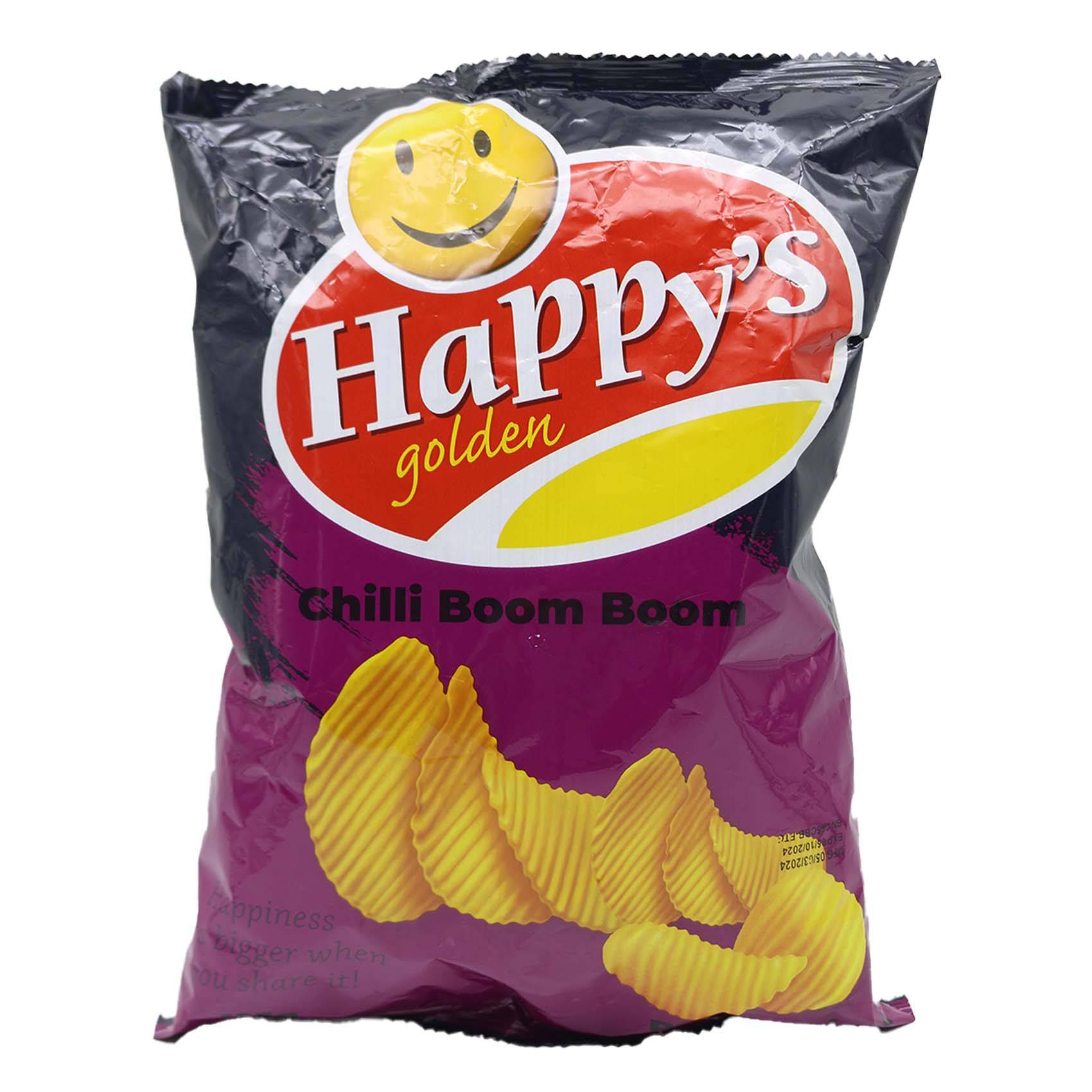 HAPPYS GOLDEN CHILLI BOOM BOOM POTATO CRISPS 125G