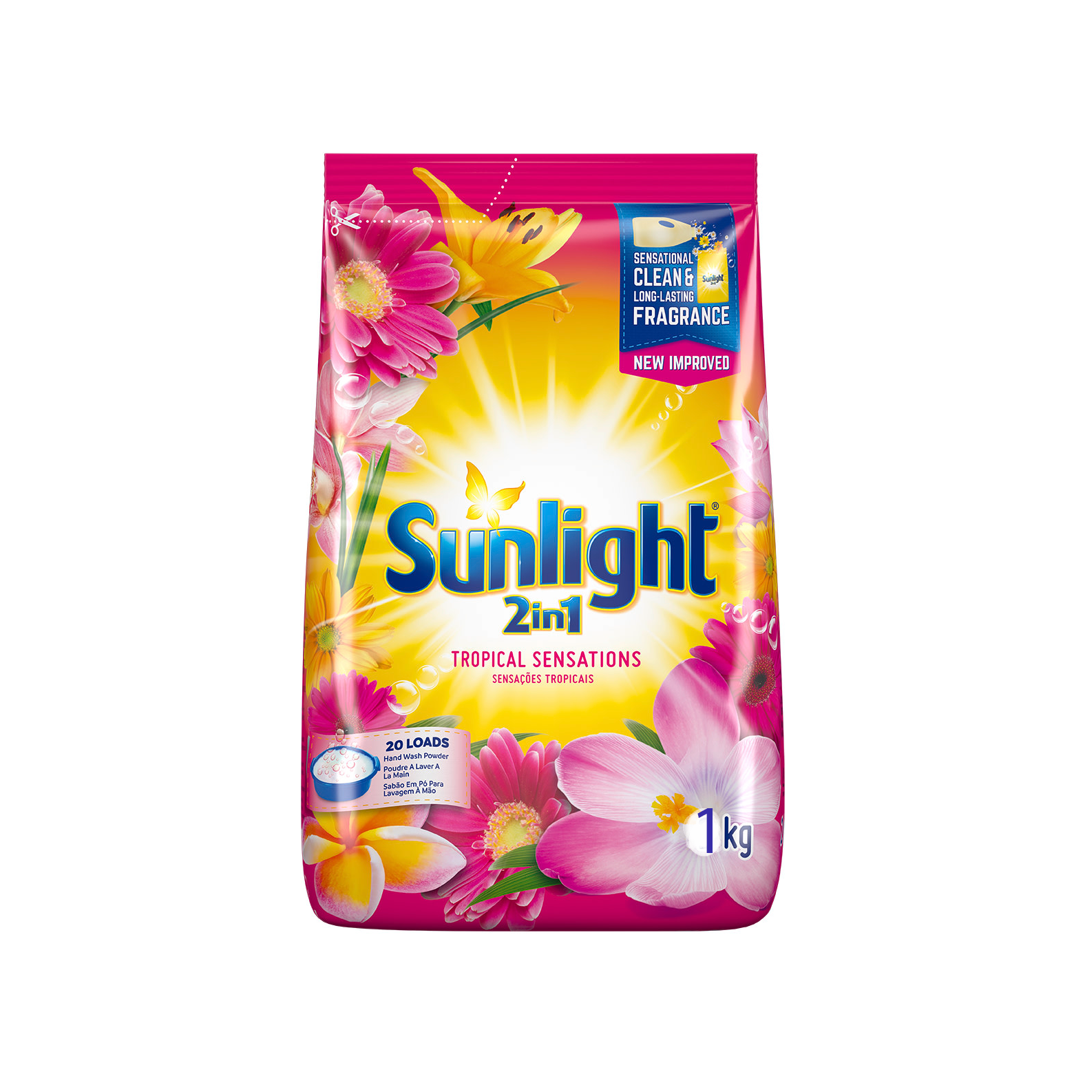 SUNLIGHT 2 IN1 PINK  WASHING POWDER SACHET 1KG