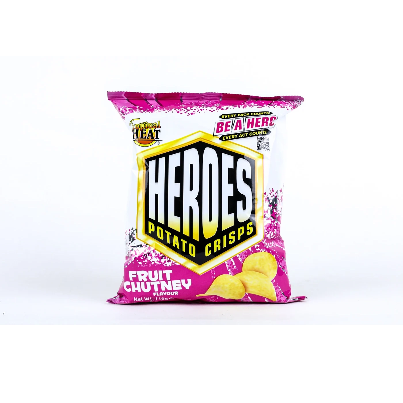 TROP HEAT HEROES POTATO CRISPS FRUIT CHUTNEY 110G