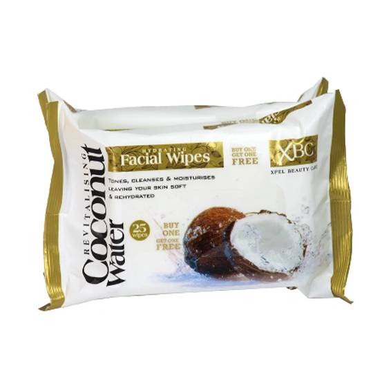 XBC COCONUT WATER FACIAL WIPES TWIN PACK 25S