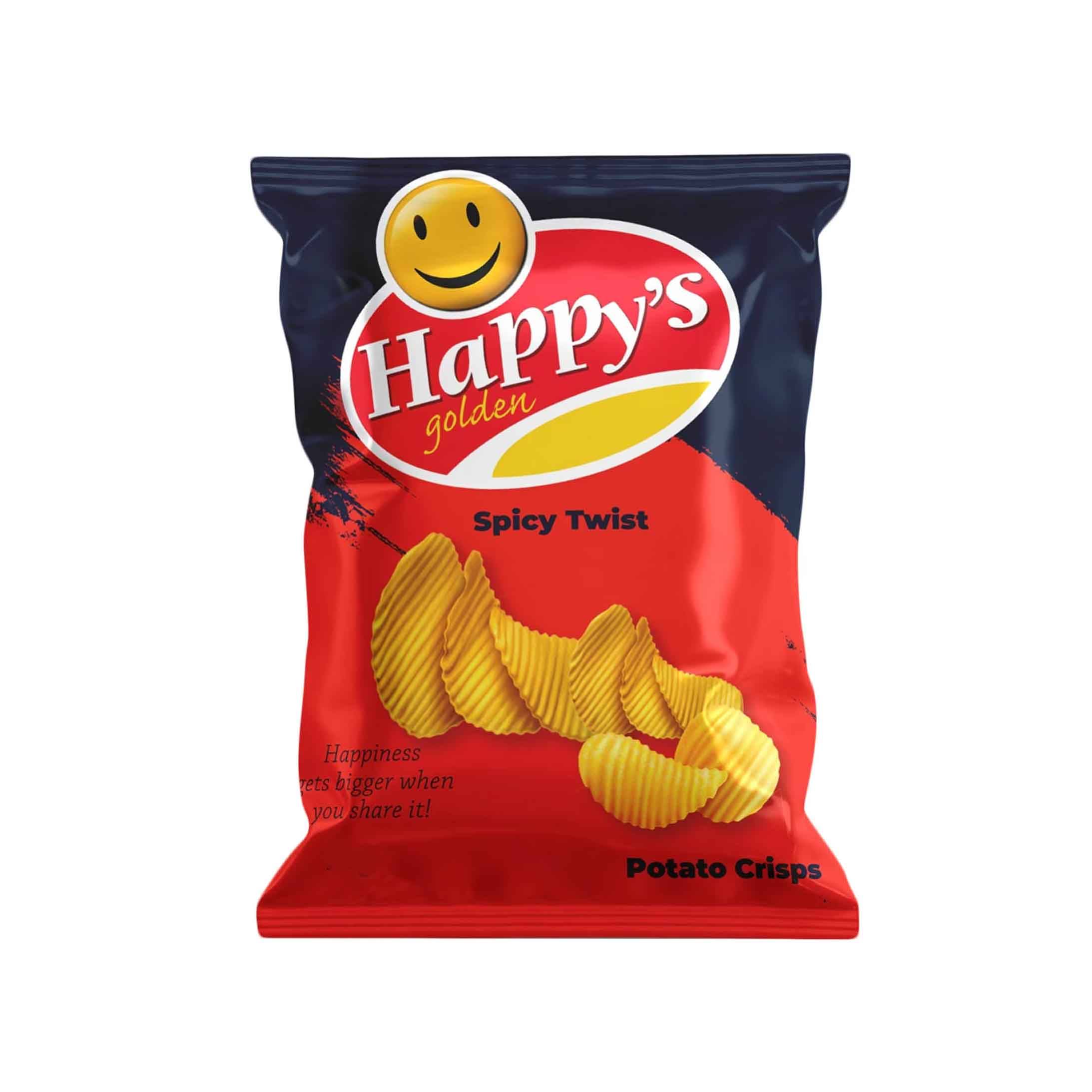 HAPPY'S GOLDEN SPICY TWIST POTATO CRISPS 125G