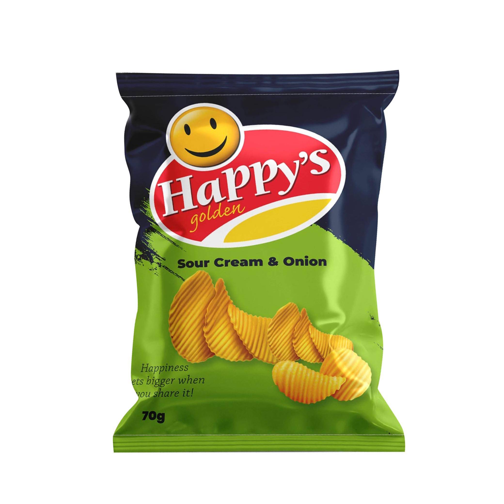 HAPPYS GOLDEN SOUR CREAM N ONION POTATO CRISPS 70G