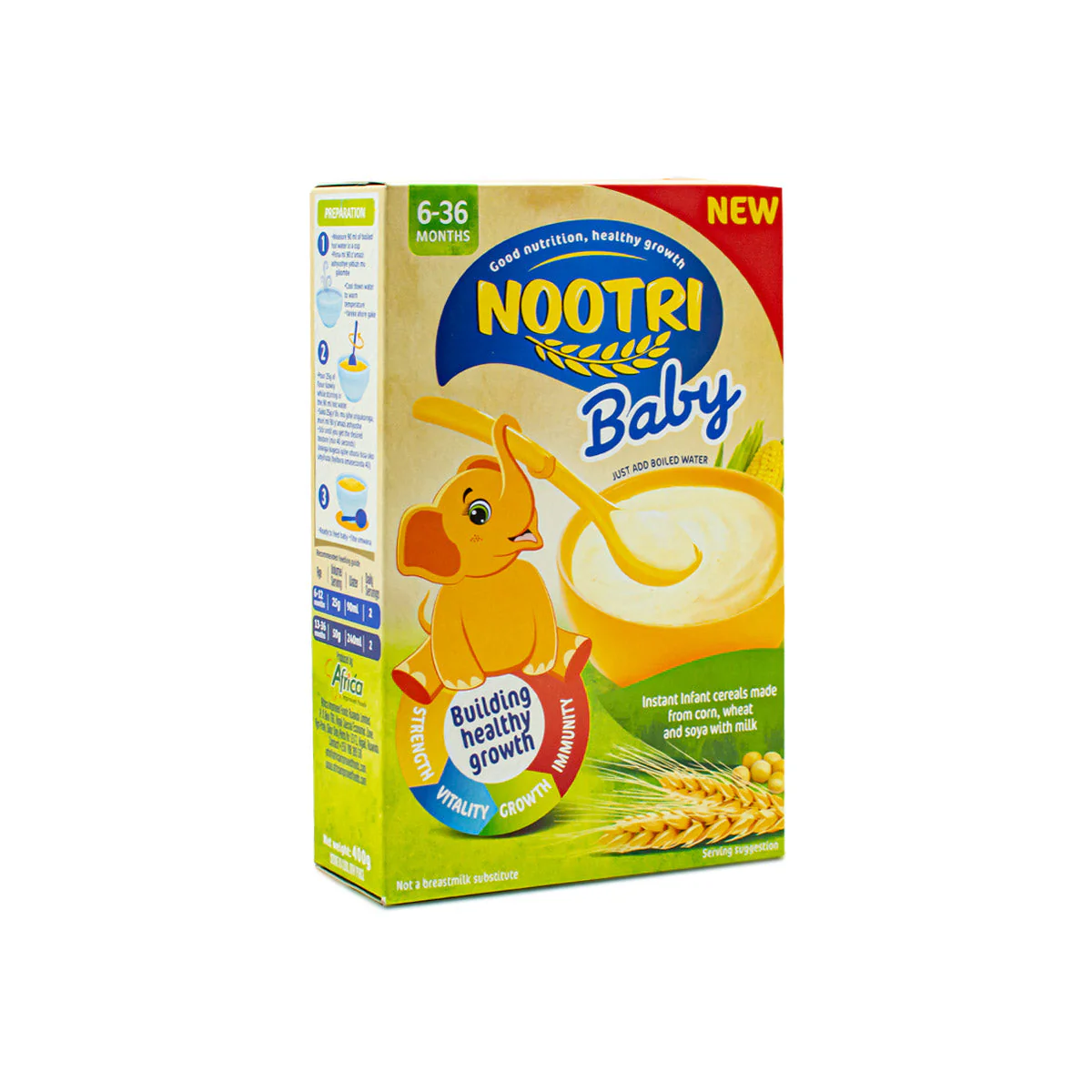 NOOTRI BABY CEREALS CORN WHEAT AND SOYA MILK 400G