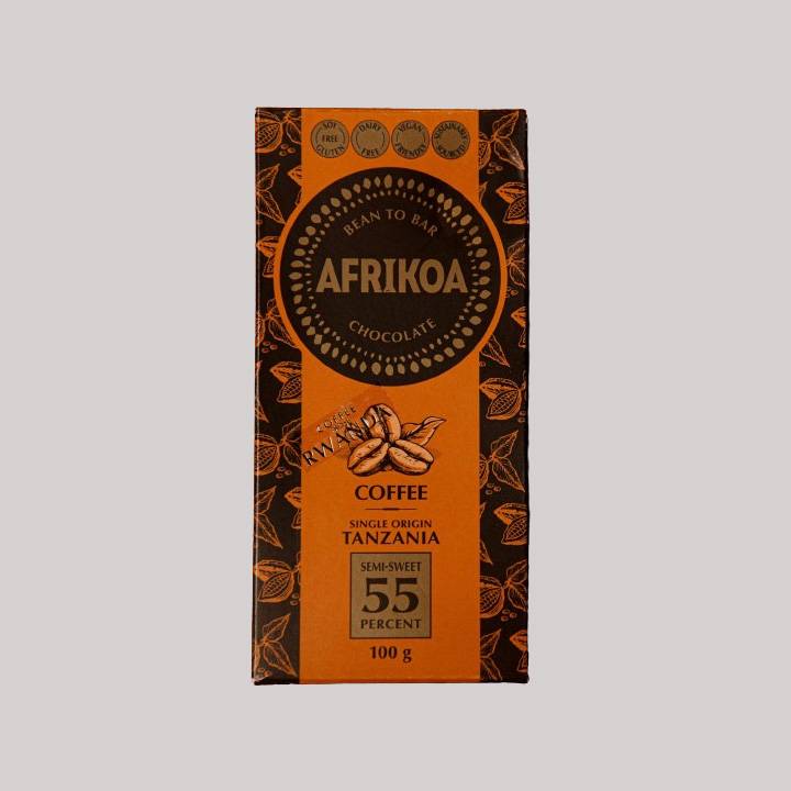 AFRIKOA 55PERC SEMI SWEET WITH COFFEE 100G