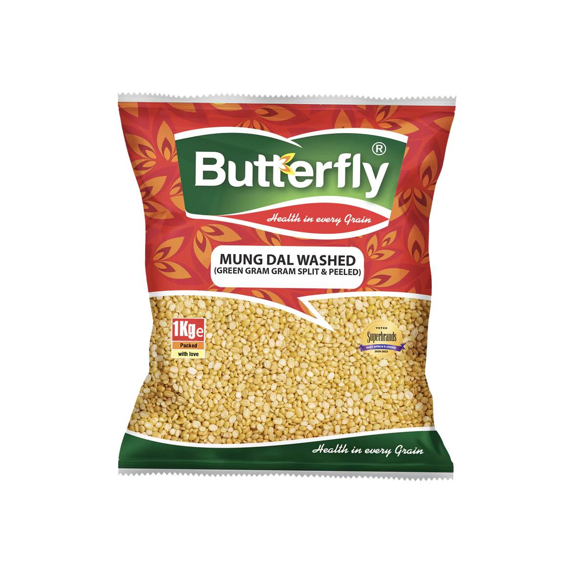 BUTTERFLY MUNG DAL WASHED GREEN GRAM SPLIT AND PEELED 1KG