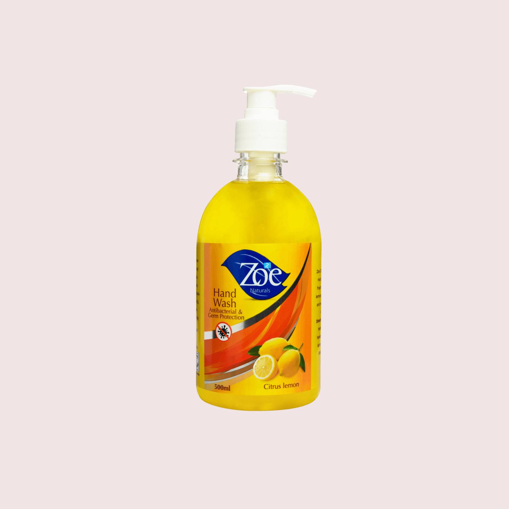 ZOE NATURALS HAND WASH LEMON 500ML