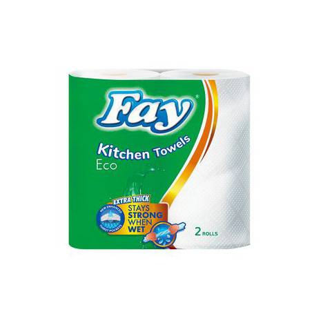 FAY KITCHEN TOWELS TWIN ECO WHITE