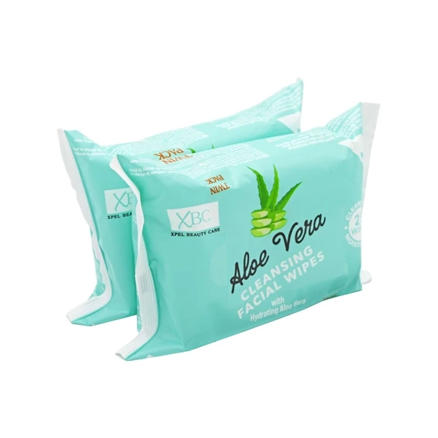 XBC ALOE VERA CLEANSING FACIAL WIPES TWIN PACK 25S