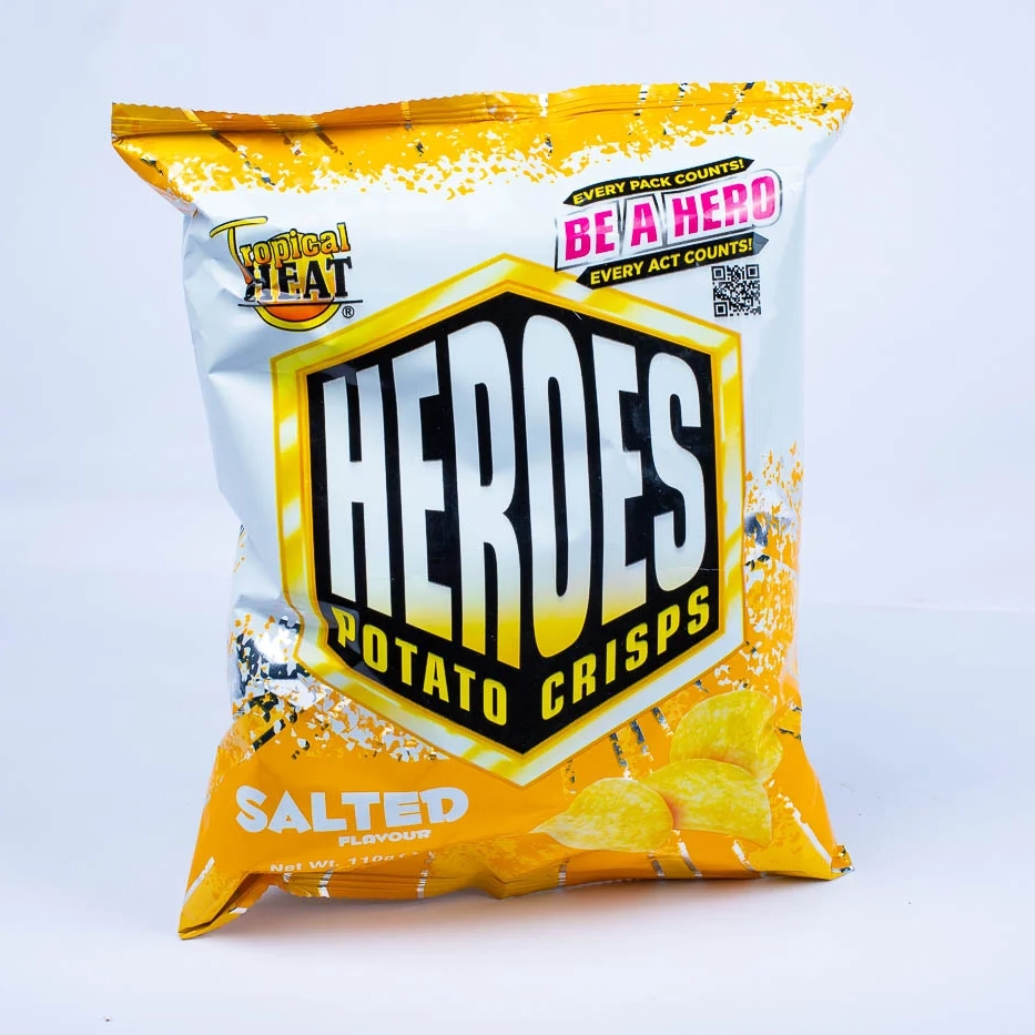 TROPICAL HEAT HEROES POTATO CRISPS SALTED 110G