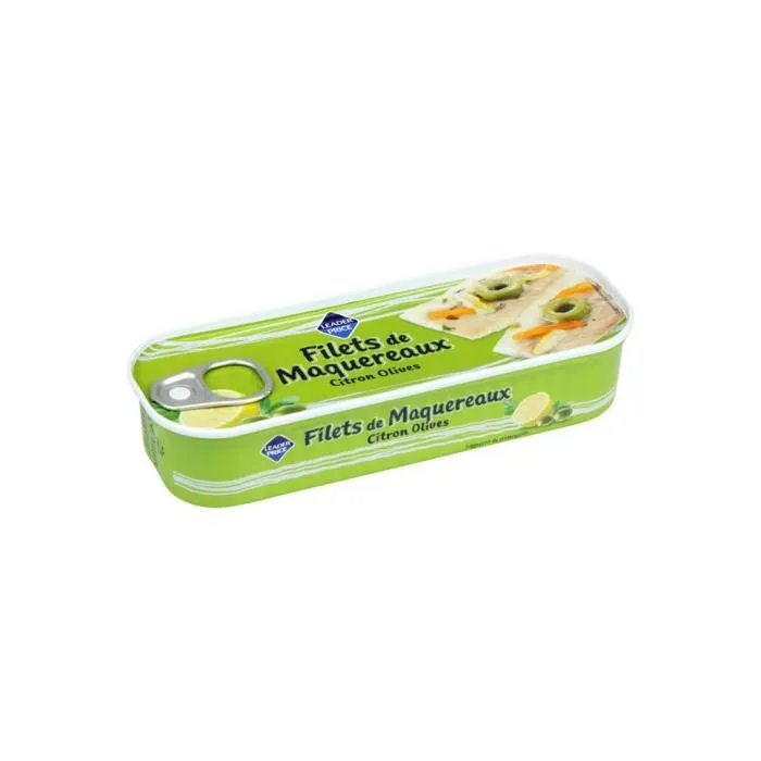 LEADER PRICE FILETS DE MAQUEREAUX SAUCE AU CITRON OLIVES 176G