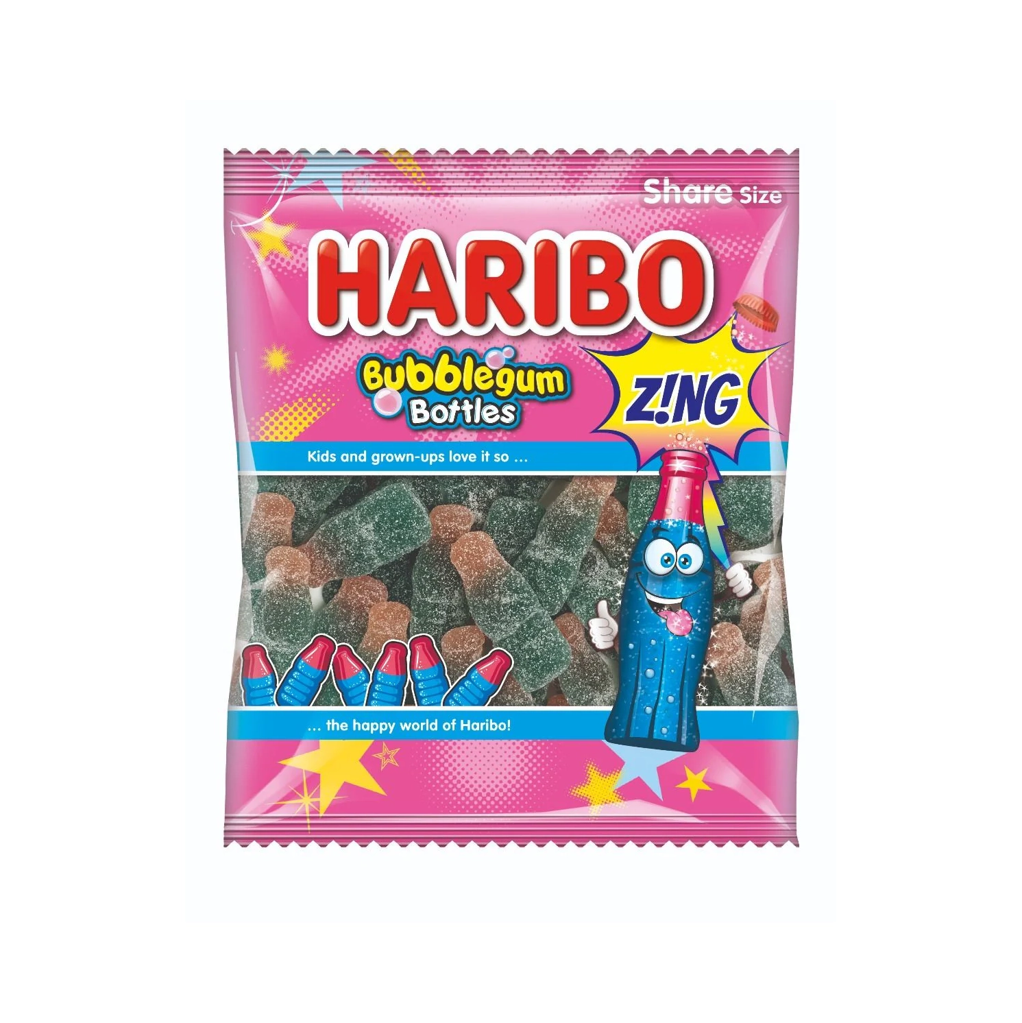 HARIBO BUBBLE GUM BOTTLES 160G