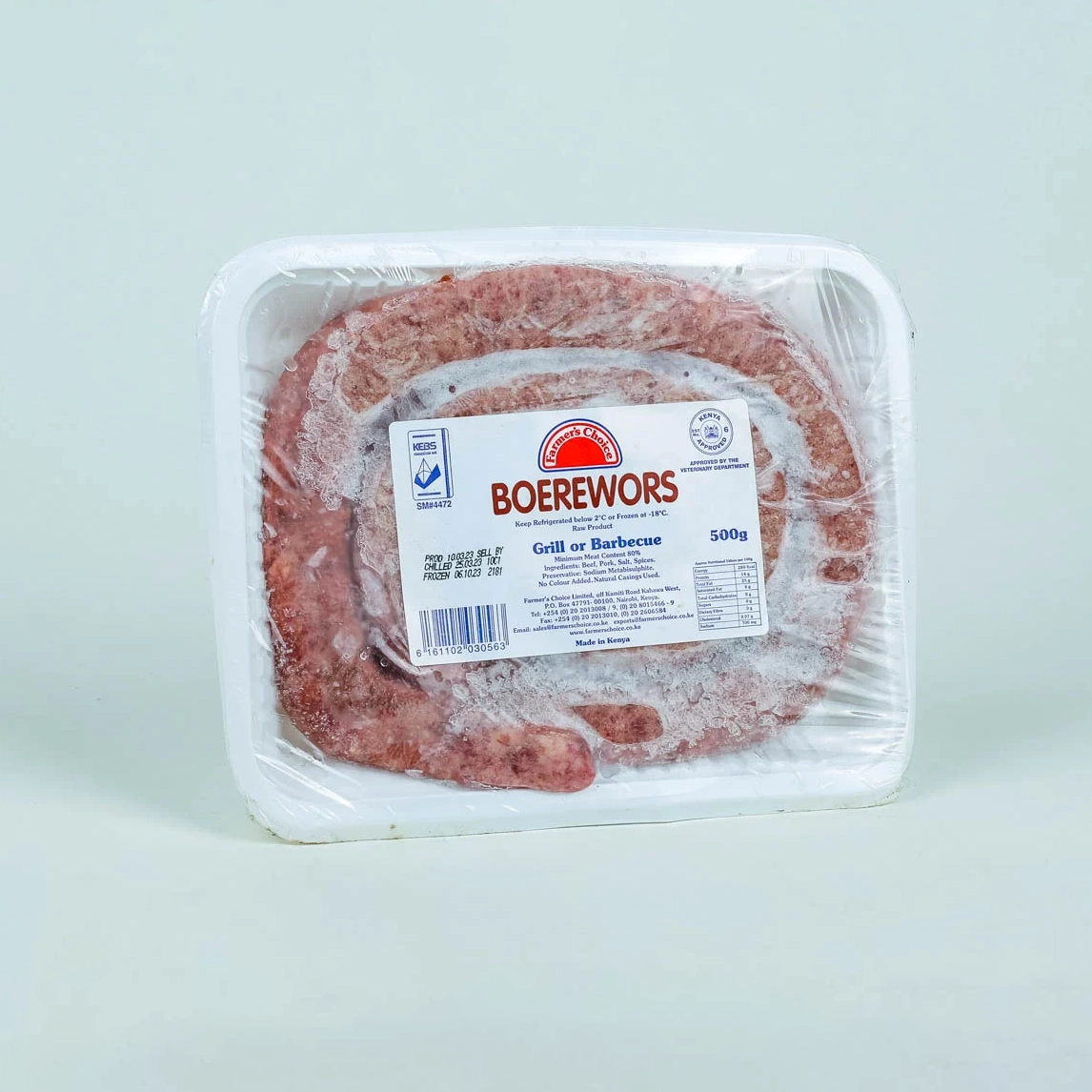 FARMERS CHOICE PORK BOEREWORS 500G