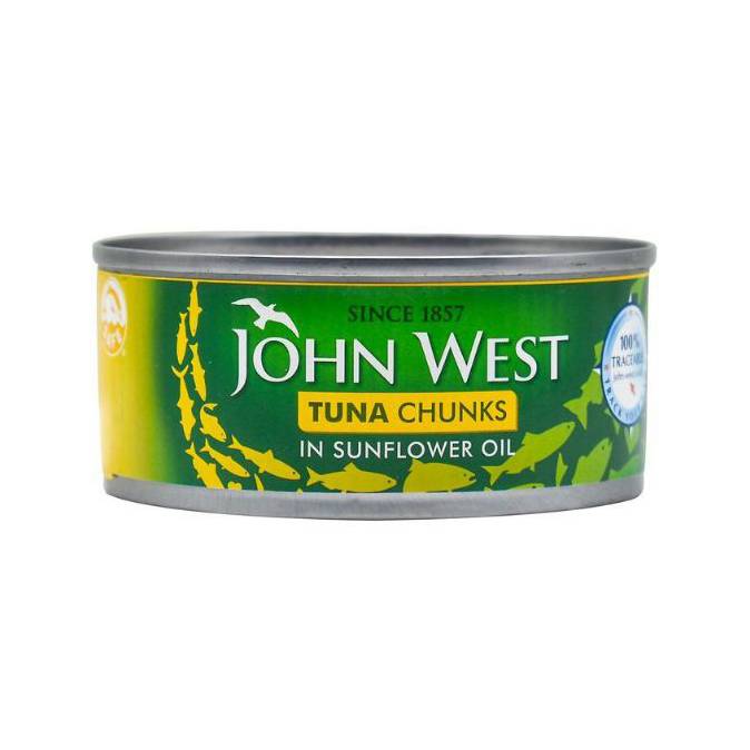 JOHN WEST TUNA CHUNKS IN SUNFLOWER OIL 145G