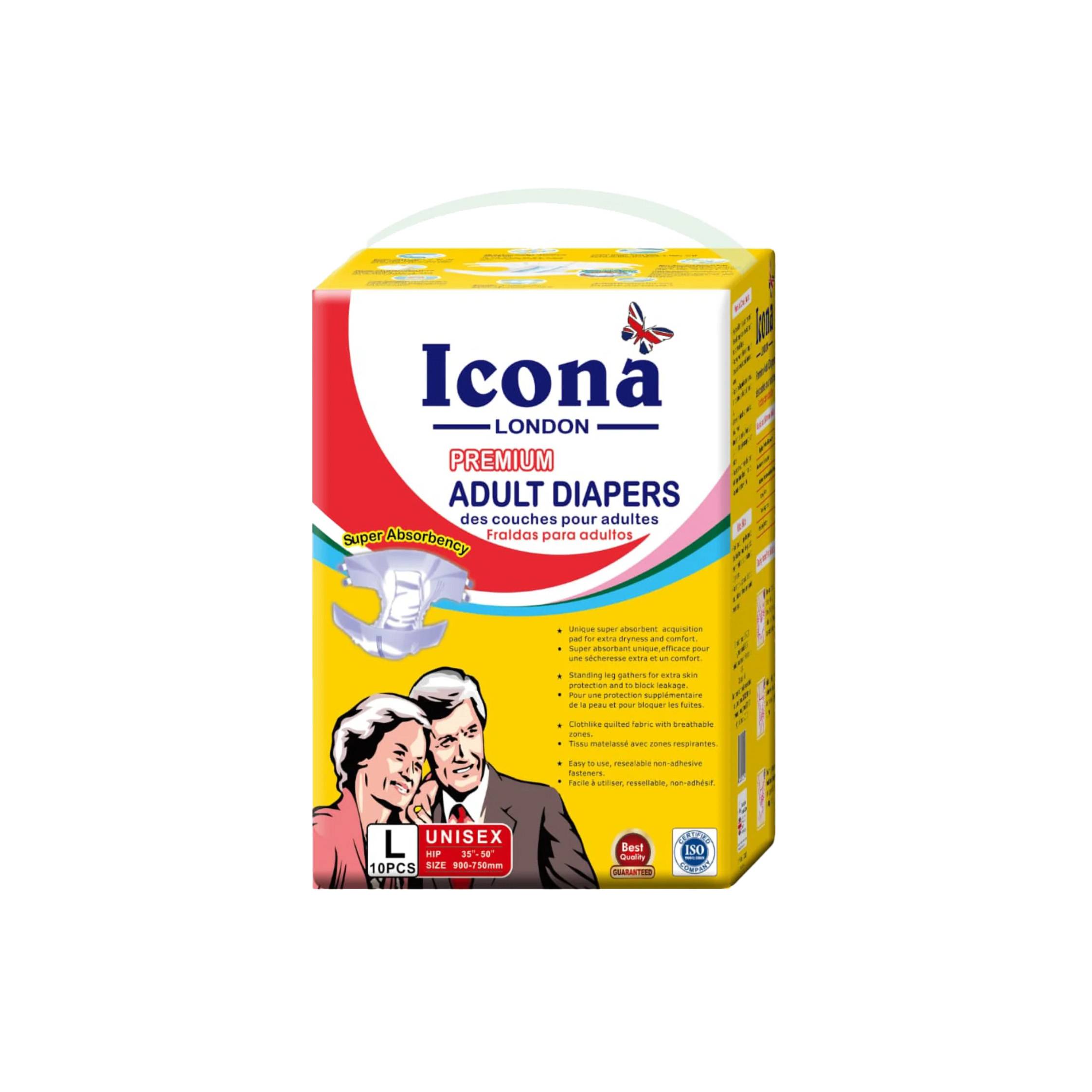 ICONA LONDON ADULT DIAPERS LARGE 10PCS