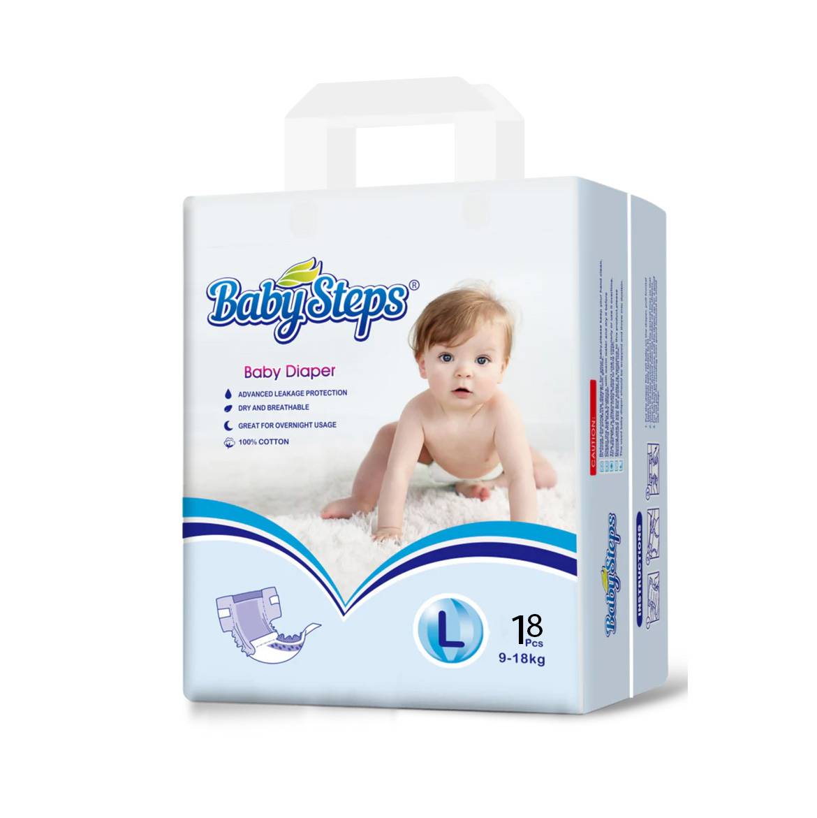 BABY STEPS DIAPER LARGE 9-18KG 18 PCS