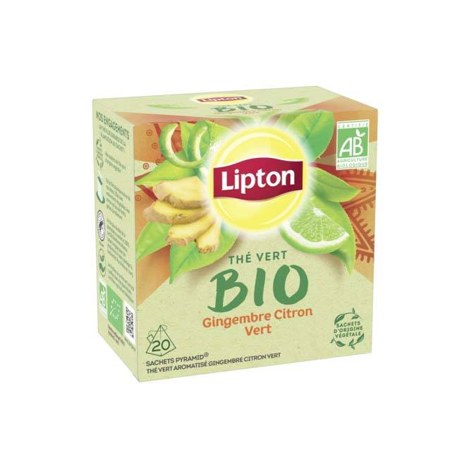 LIPTON THE VERT BIO GINGEMBERE CITRON VERT 28G