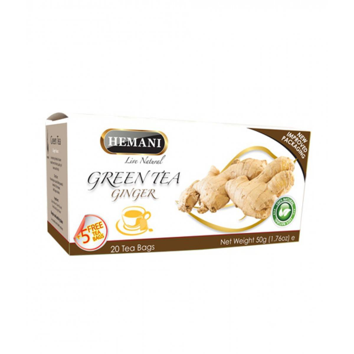 HEMANI GREEN TEA GINGER 20 TEA BAGS