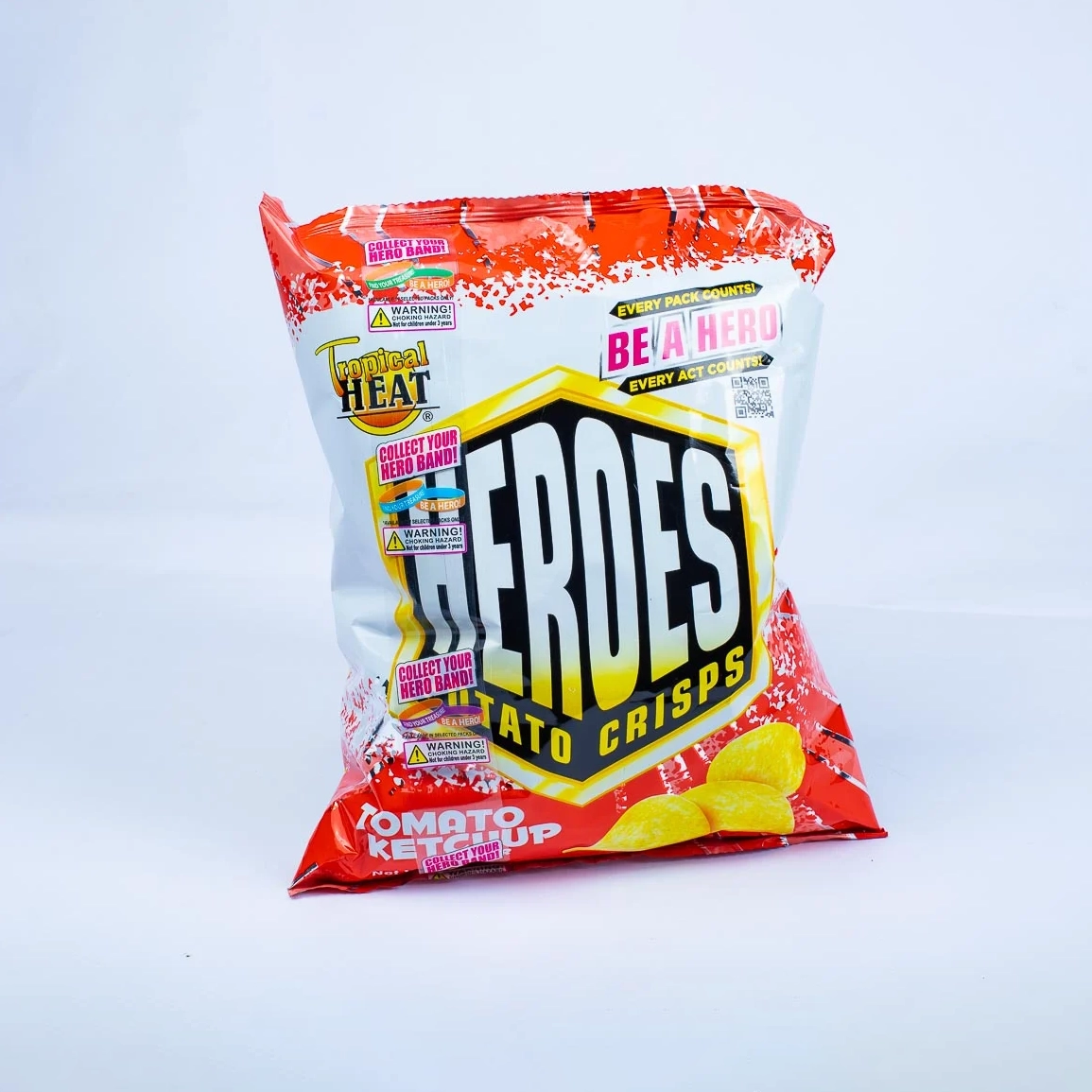 TROPICAL HEAT HEROES POTATO CRISPS TOMATO KETCHUP 110G