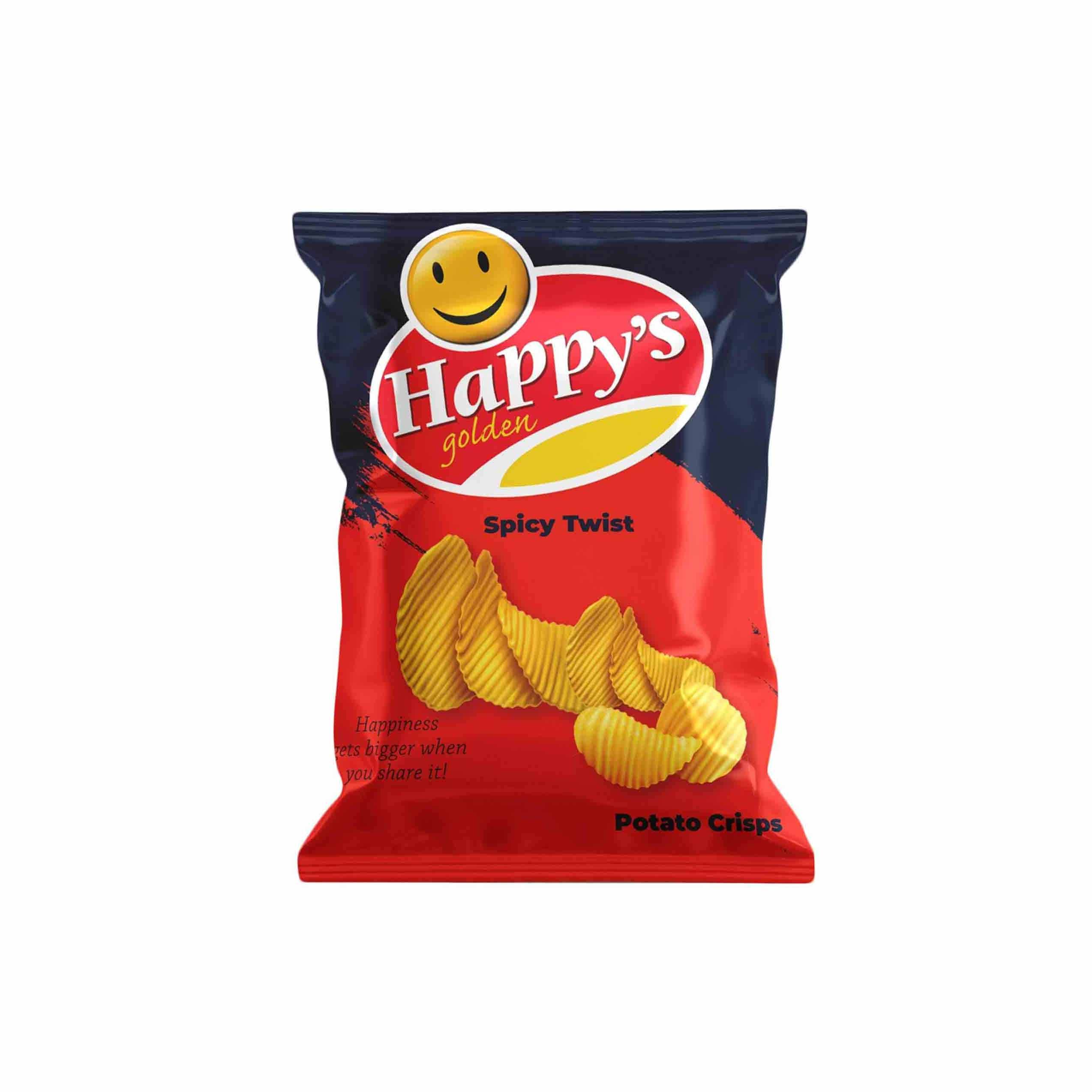 HAPPYS GOLDEN SPICY TWIST POTATO CRISPS 30G