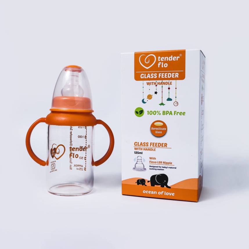 TENDER FLO GLASS FEEDER BOTTLE WITH HANDLE 250ML