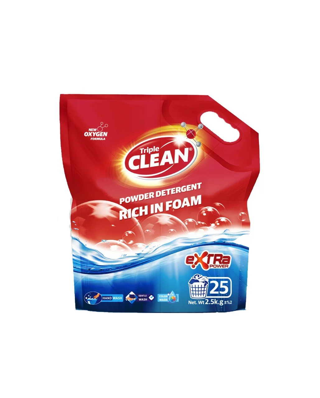 TRIPLE CLEAN POWDER DETERGENT RICH IN FOAM 2.5KG