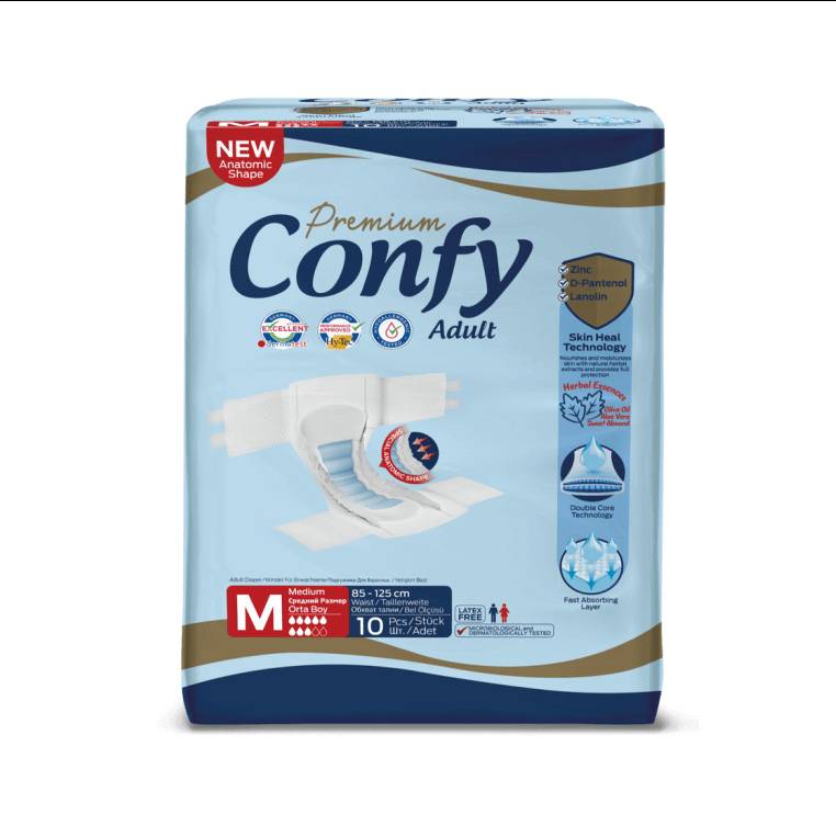 CONFY ADULT DIAPERS MEDIUM 10S