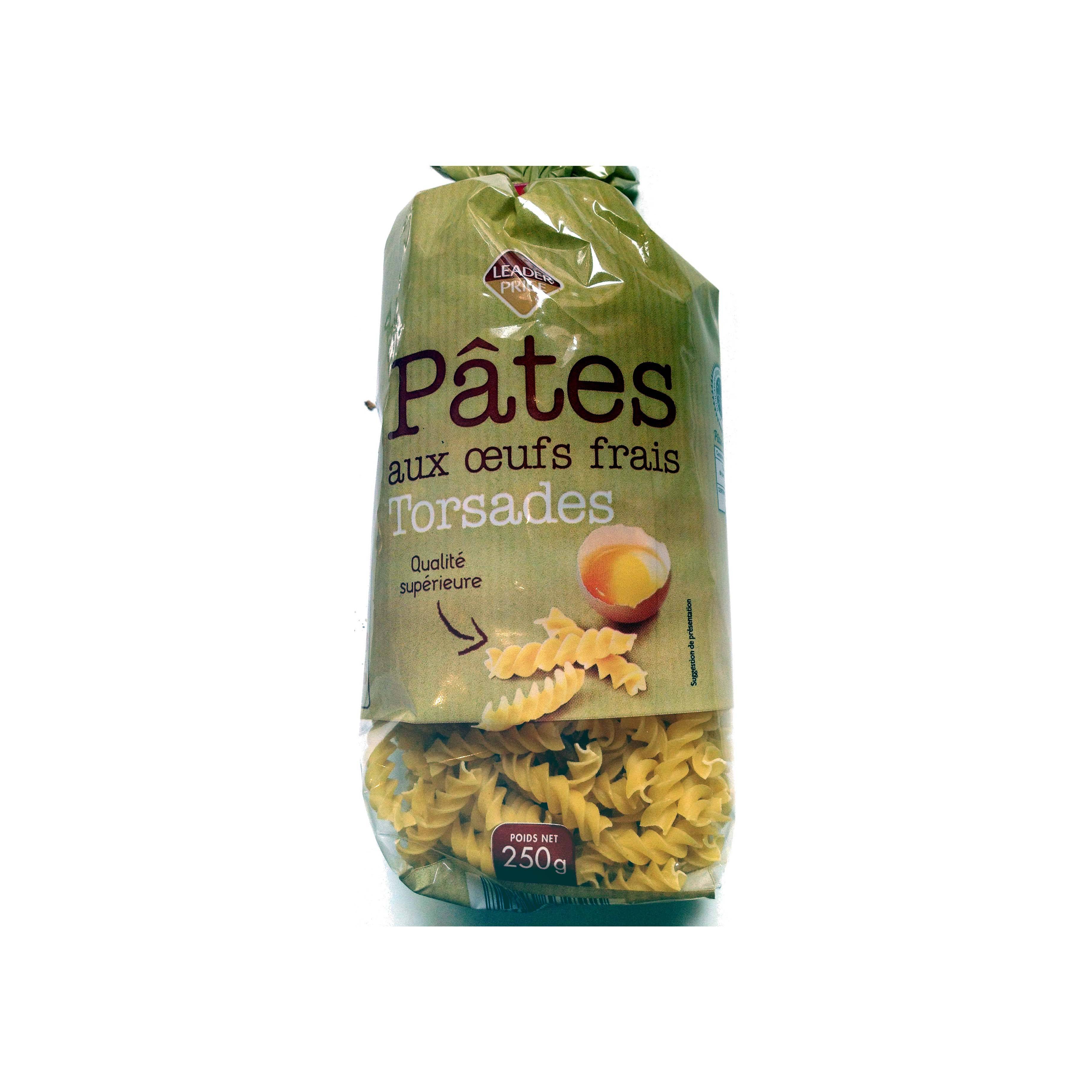 LEADER PRICE PATES ALSACE TORSADES AUX 7 OEUFS FRAIS 250G