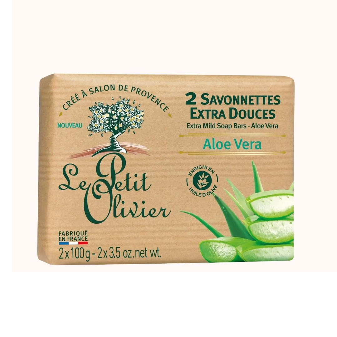 LE PETIT OLIVIER 2 SAVONNETTES EXTRA DOUCES ALOE VERA 2x100GX12