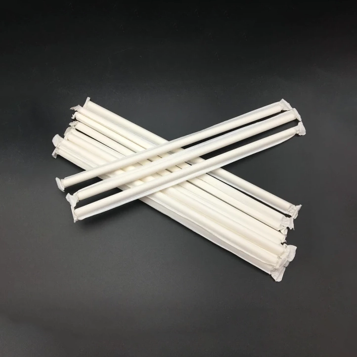 WRAPPED PAPER STRAWS WHITE 50 PCS