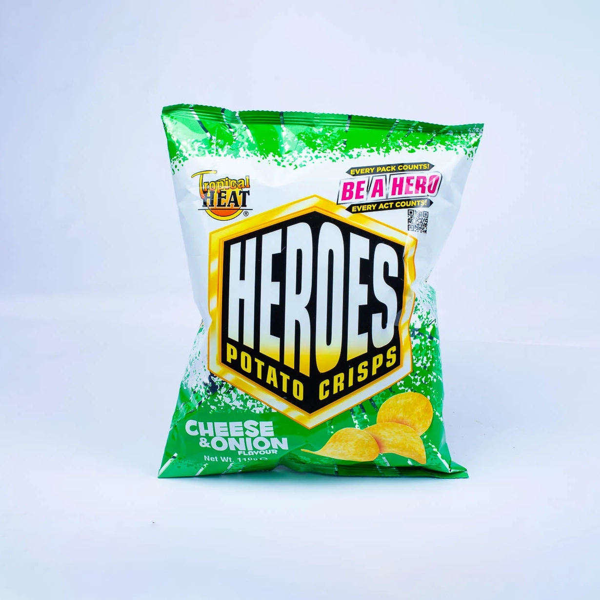 TROPICAL HEAT HEROES POTATO CRISPS CHEESE N ONION 110G