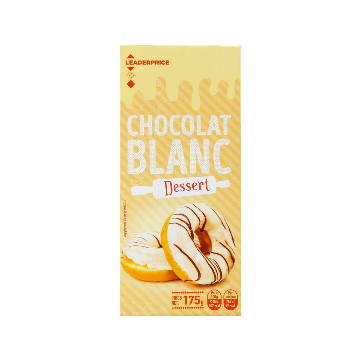 LEADER PRICE CHOCOLAT BLANC DESSERT 175G