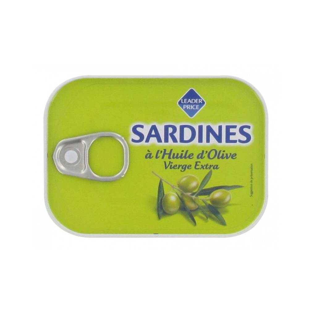 LEADER PRICE SARDINES HUILE D OLIVE VIERGE EXTRA 115G