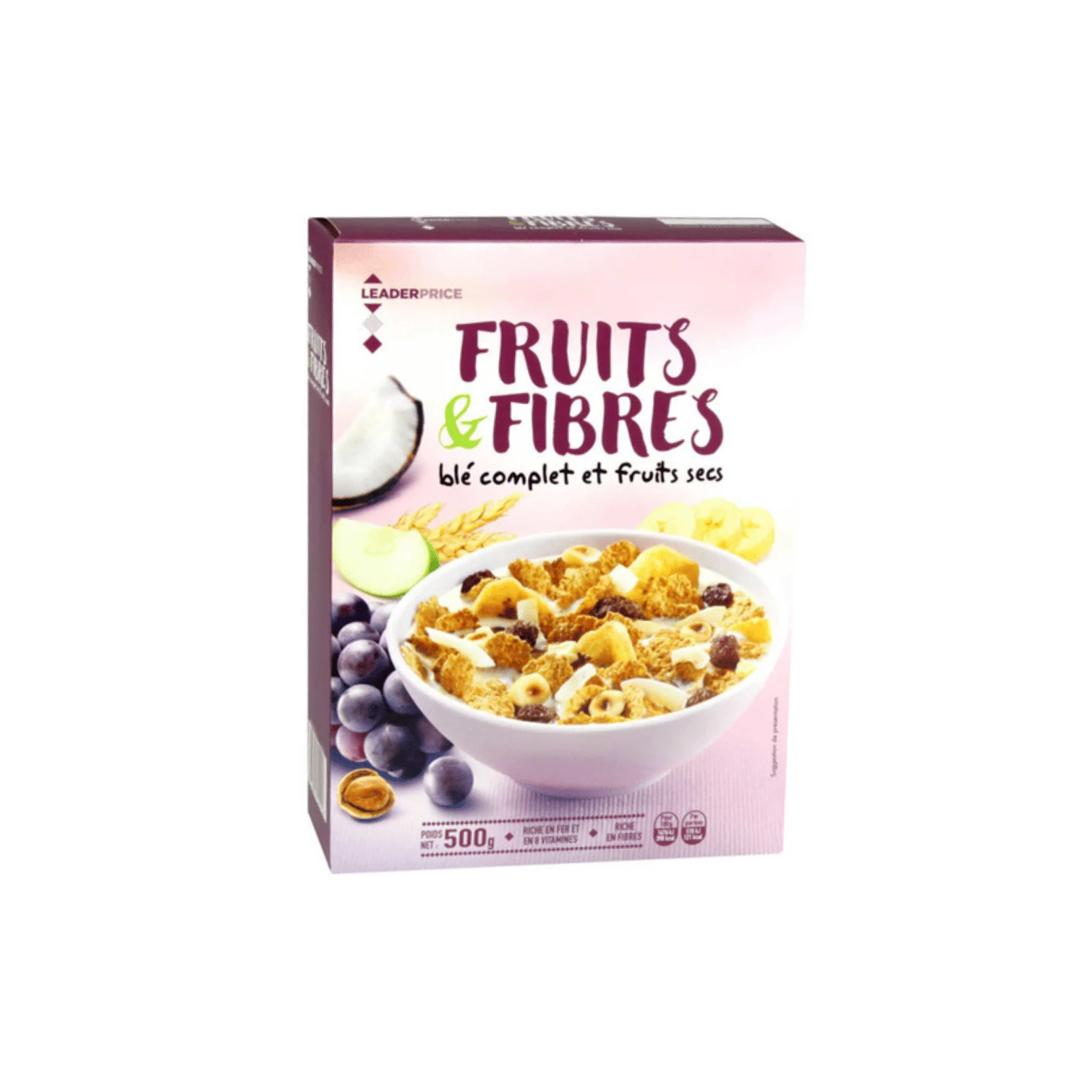 LEADER PRICE FRUITS N FIBRES CEREAL 500G