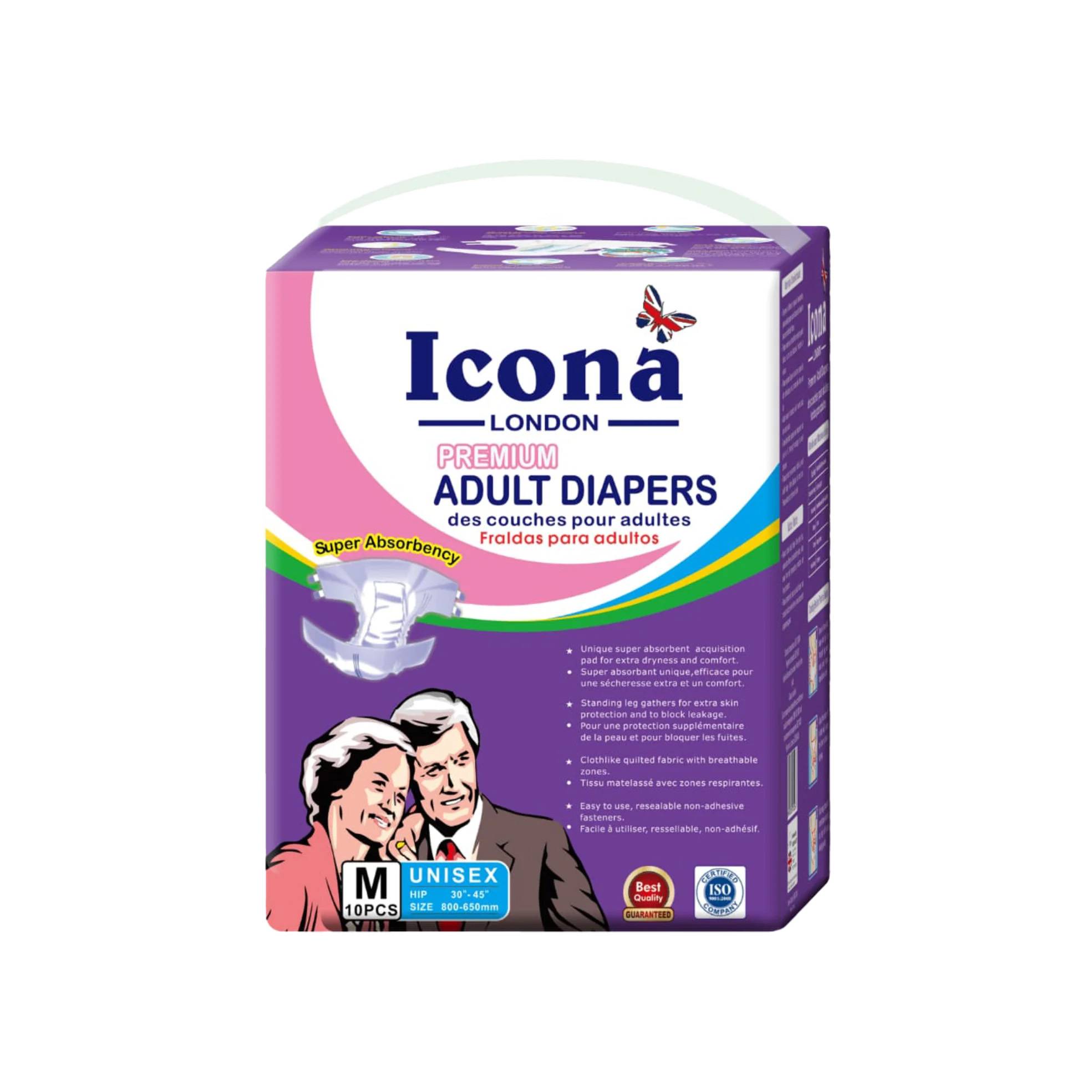 ICONA LONDON ADULT DIAPERS MEDIUM 10PCs