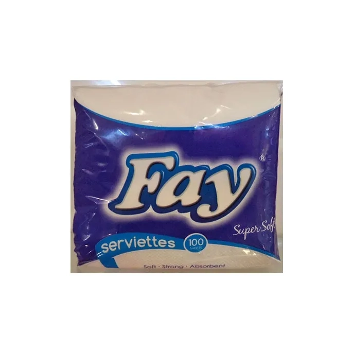 FAY SERVIETTES WHITE 1 PLY 100 SHEETS