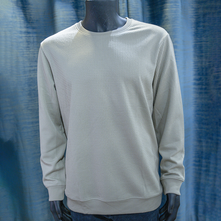 Light Gray Textured Crewneck Sweatshirt