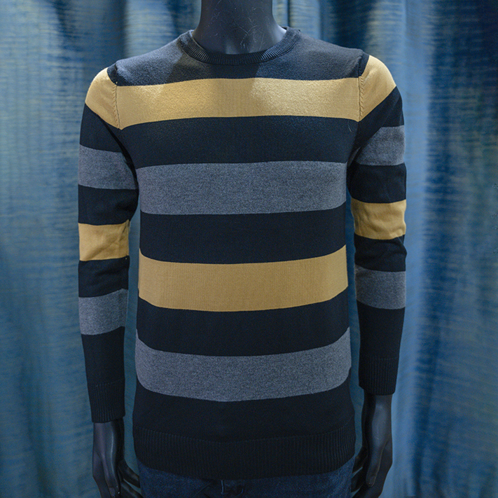 Black, Gray, and Mustard Striped Sweater