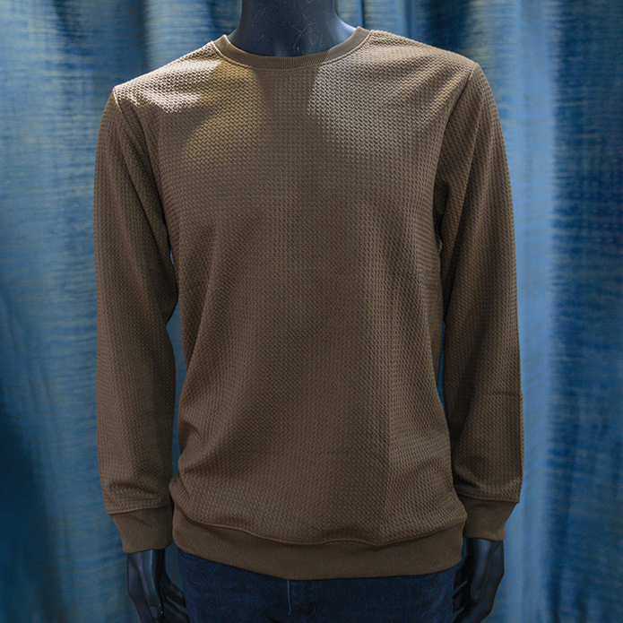 Brown Textured Crewneck Sweatshirt